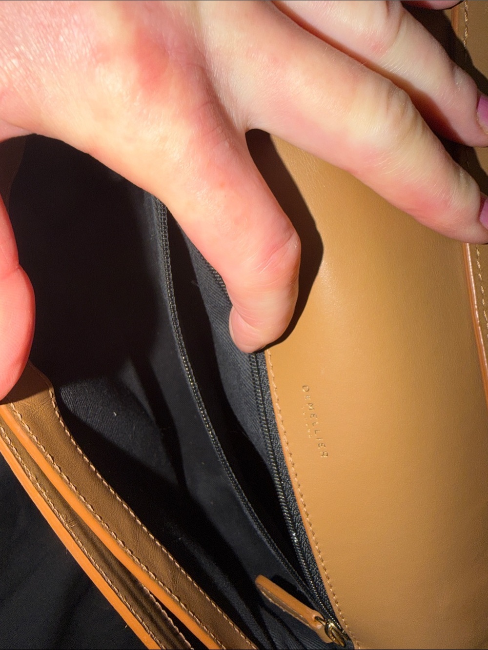 DeMellier Cognac Leather Crossbody with Gold Hardware - Picture 11 of 12